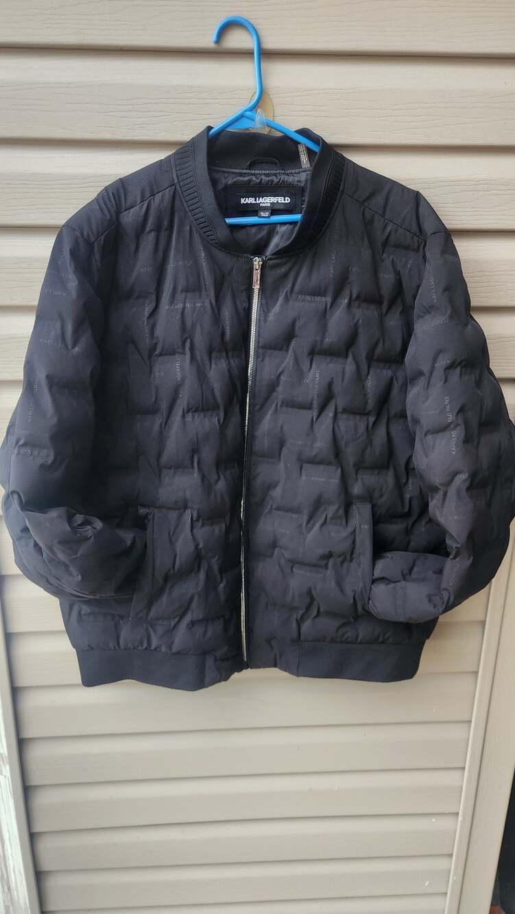 Karl Lagerfield Paris Men's Black Heated-Sealed Quilted Bomber Jacket XXL